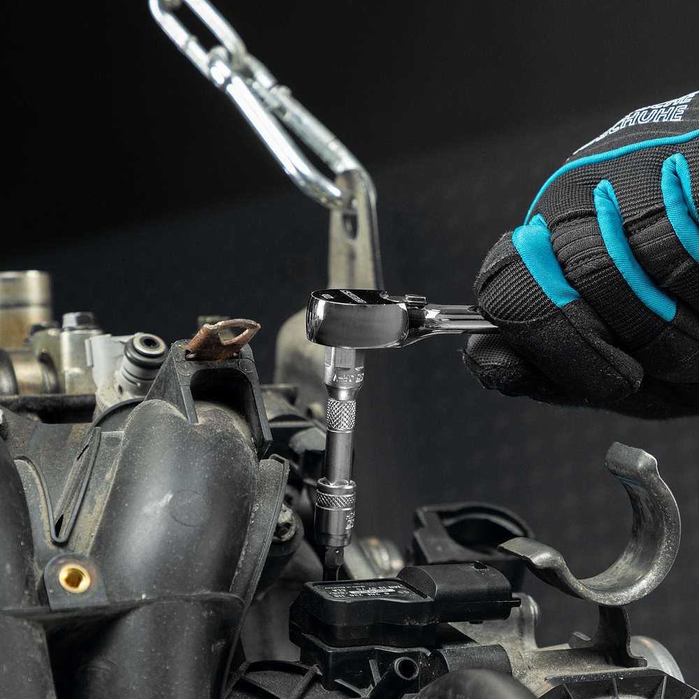 Ключ-трещотка 1/4", CrV, 120 зубьев, цельнометаллический, хром Gross