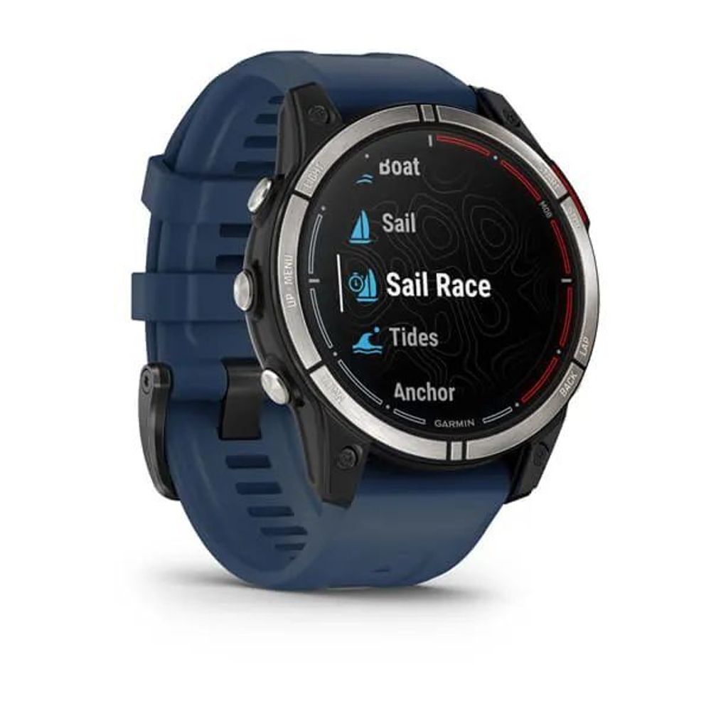 Мультиспортивные часы Garmin Quatix 7 Sapphire титановый с синим силиконовым ремешком, 010-02582-61