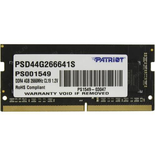 Модуль памяти д/ноут DDR4 SODIMM 4Gb Patriot <PSD44G266641S> PC4-21300 CL19 (for NoteBook)