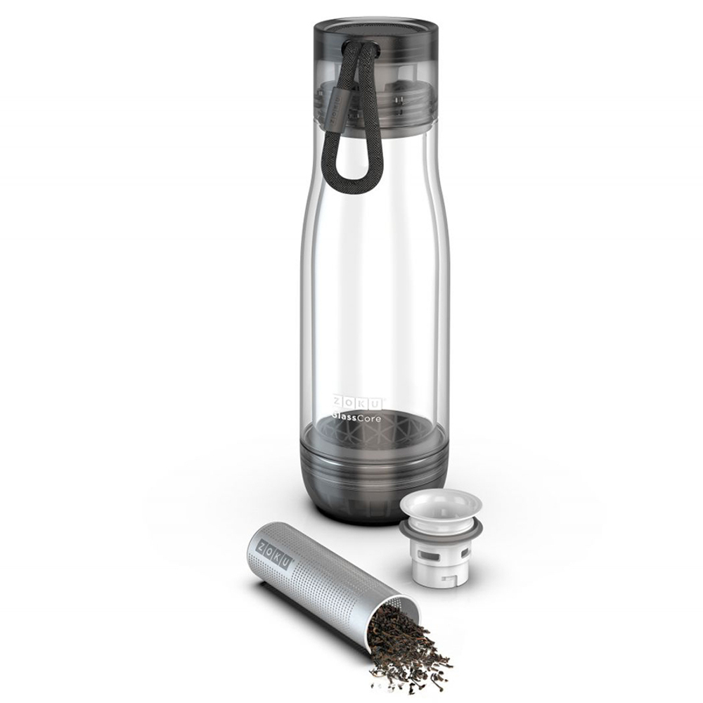 Бутылка zoku с ёмкостью для заваривания 475 мл чёрная