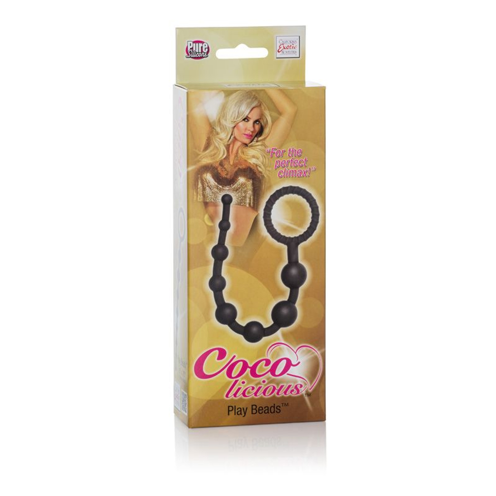 Чёрная анальная цепочка из силикона Coco Licious Play Beads - 24,8 см. (Цвет: черный)