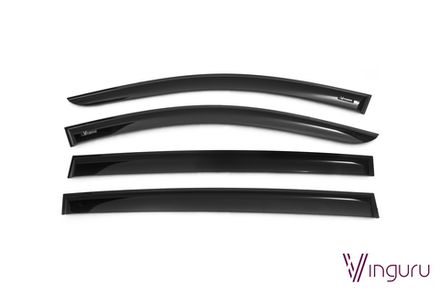 Дефлекторы окон Vinguru RENAULT Sandero II 2014- /хб/накладные/скотч/к-т 4 шт./литьевой поликарбонат