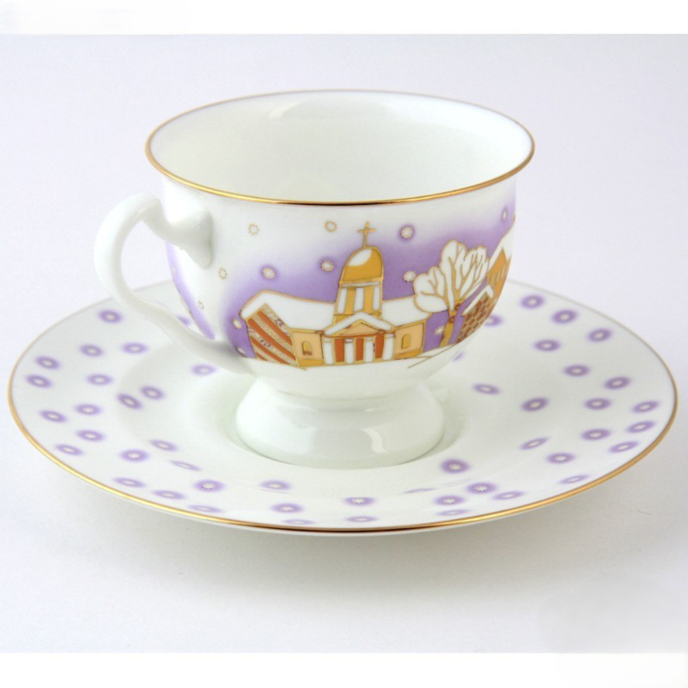 Чашка с блюдцем чайная 240 мл форма Айседора рисунок Снегопад арт. 81.19773.00.1