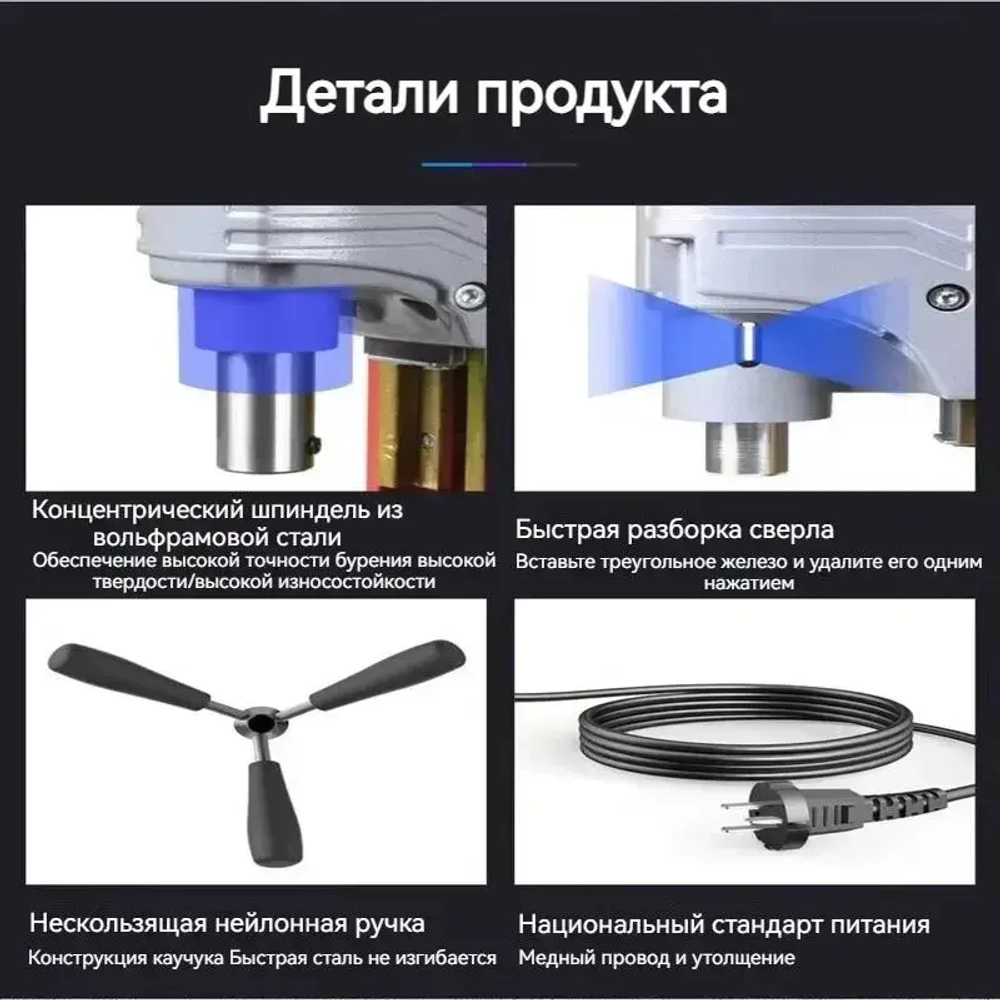 Сверление отверстий с магнитным седлом промышленного класса, 1580 Вт/1300 Н/800 об/мин, регулируемая скорость сверления и реверсирования резьбы