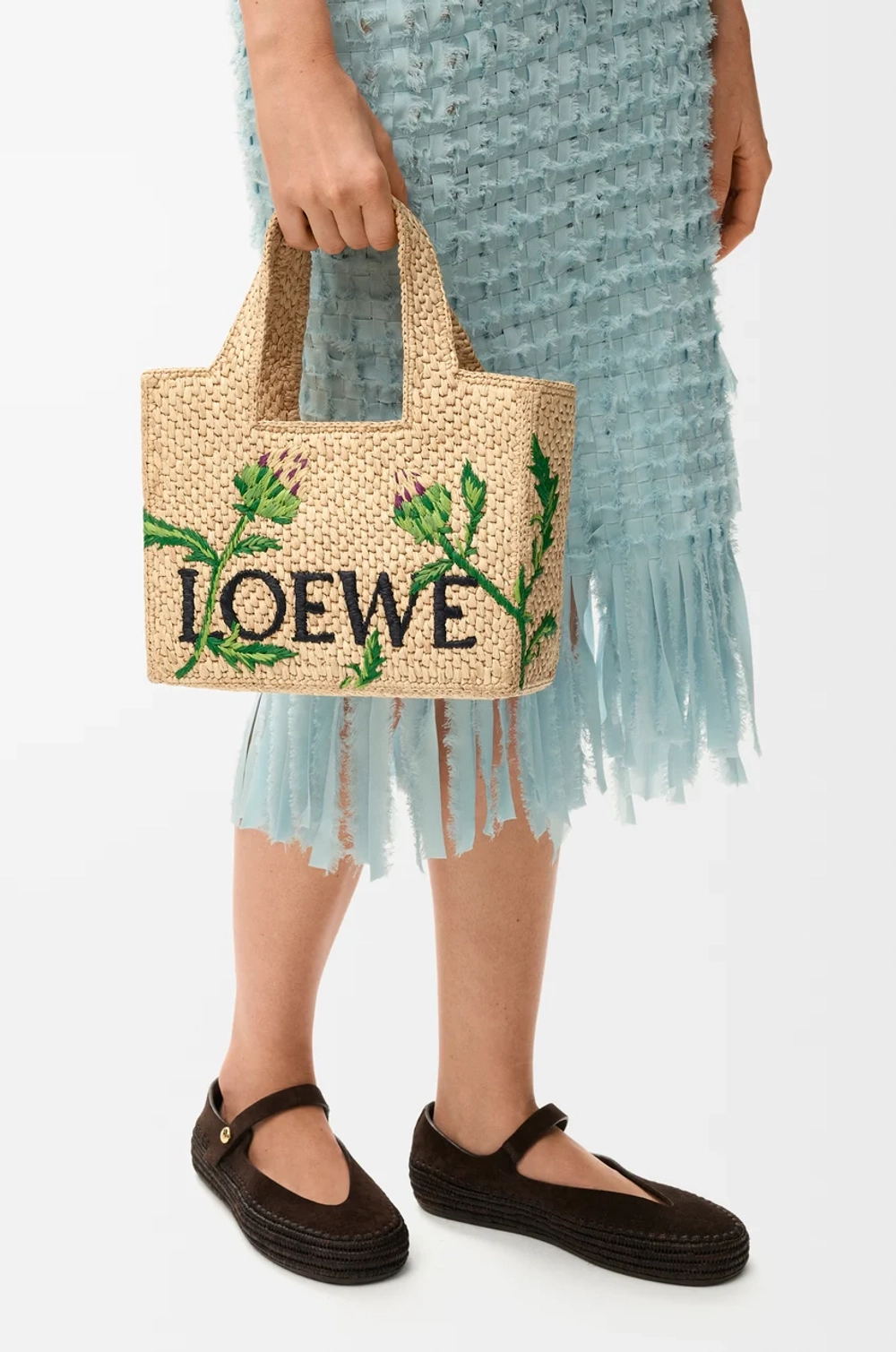 Loewe Мини-сумка Font из рафии, натуральный/зеленый