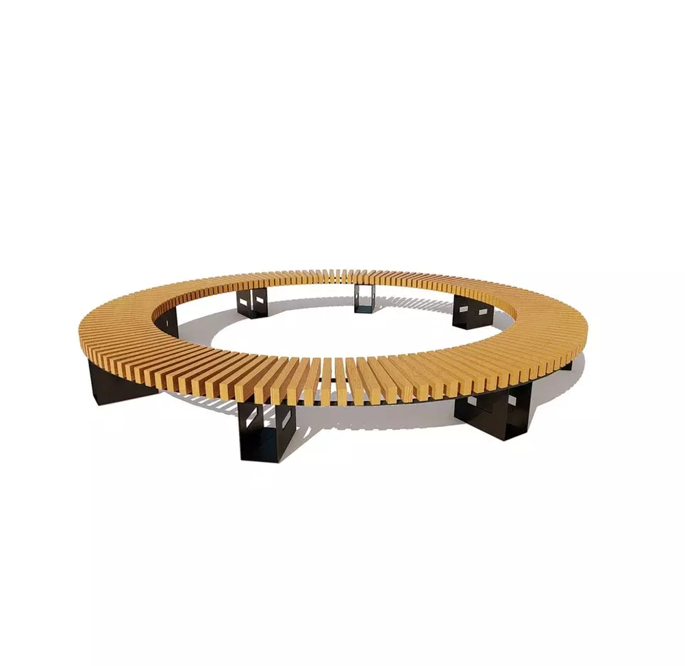 Садово-парковая скамейка «Сити» брус 30х60, сосна, круг 9425мм, лак