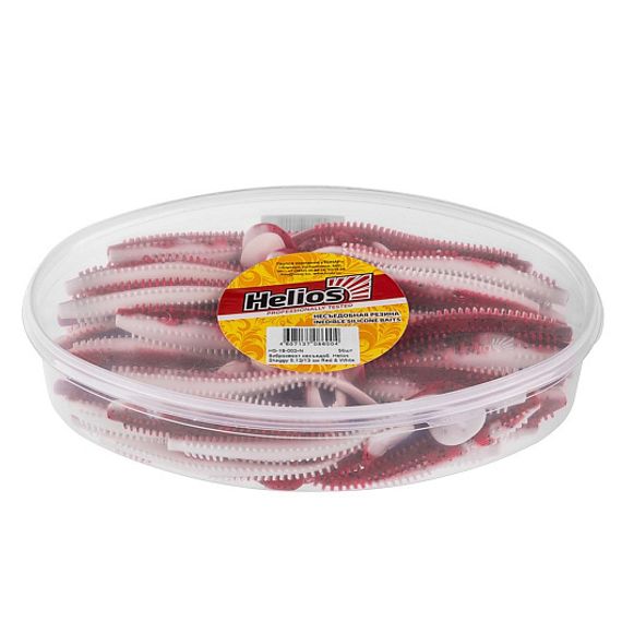 Виброхвост несъедоб. Shaggy 5,12/13 см Red &amp; White 50шт. (HS-18-003-N) Helios
