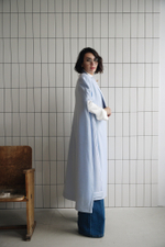 Пончо макси голубая шерсть