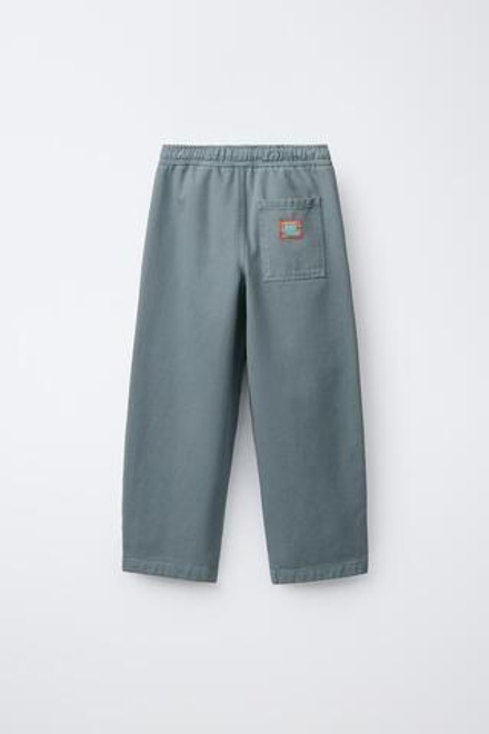 ZARA БРЮКИ BALLOON С ДЕКОРАТИВНЫМИ ШВАМИ, СИНИЙ