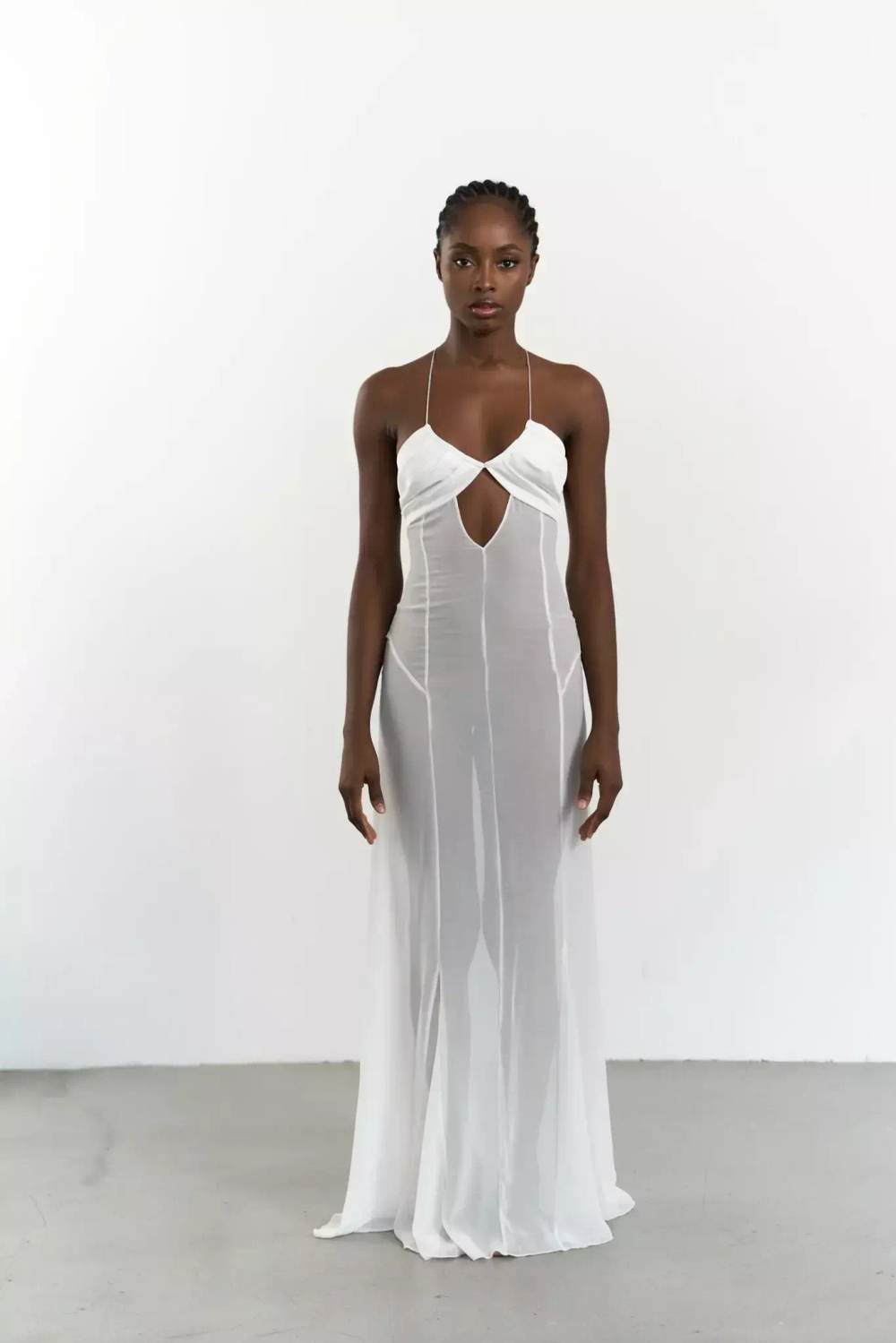 Платье шифоновое с атласным лифом