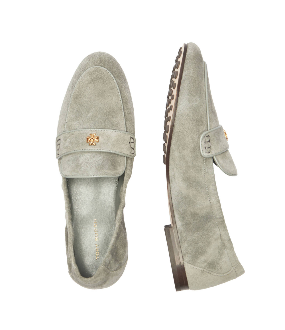 Кожаные мокасины ballet loafer TORY BURCH - серый(156836)
