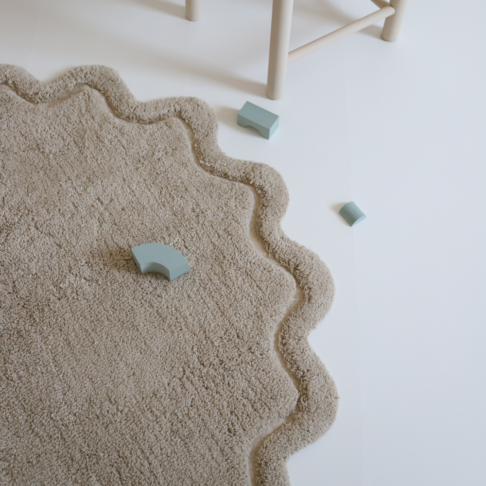 Стираемый коврик Nattiot Sweet April Lin (Ø110 см), хлопок, серый