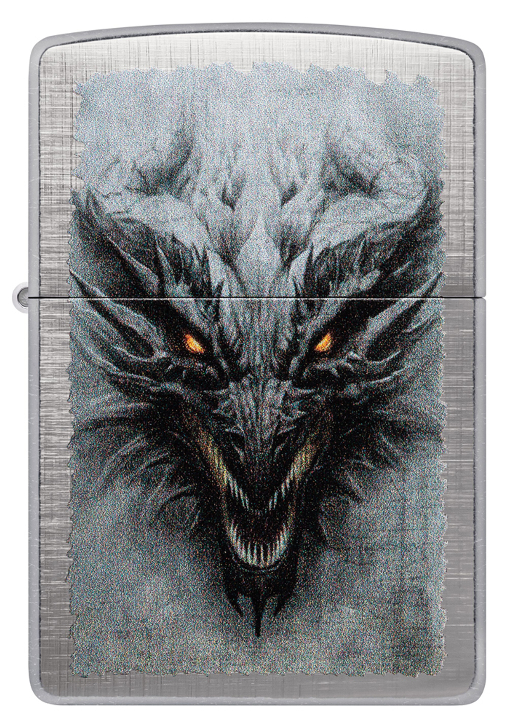 Зажигалка Zippo Dragon Design с покрытием Linen Weave, латунь/сталь, серебристая, 38x13x57 мм