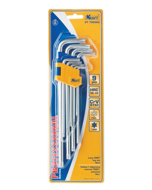 Ключи имбусовые длинные, 9шт Torx Kraft