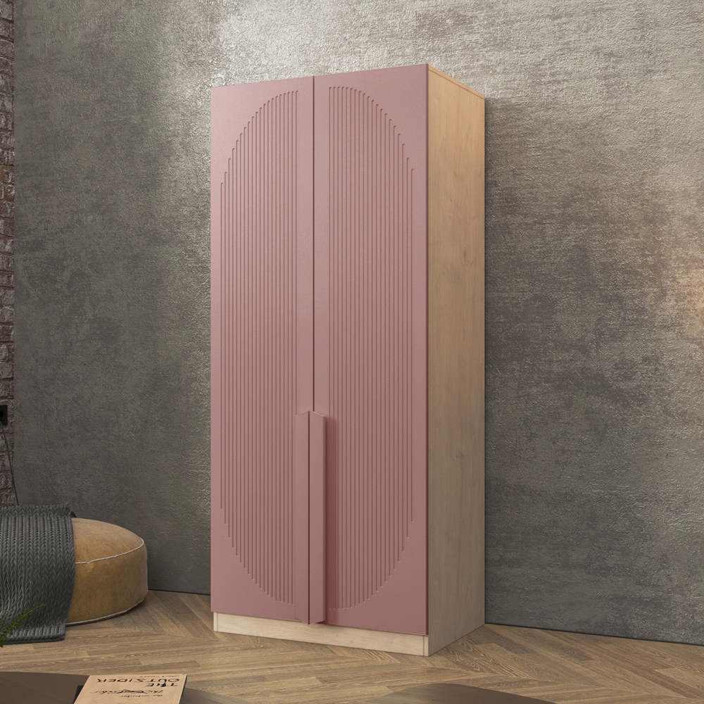 Шкаф Агератум МДФ двухсекционный Лайн бохо (0,27) А10017 матовая - Дуб Сонома 3025  100*45*240