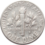 1 дайм (10 центов) 1964. (D) США Серебро VF