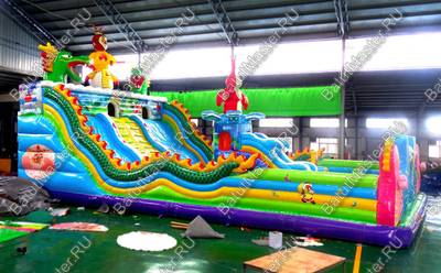 Коммерческий надувной батут "Морские животные" 14*7*7 м