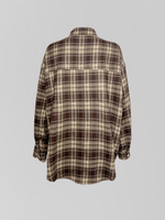 Рубашка Lan Lan 9055 удлиненная в клетку с надписью на кармане