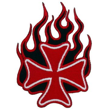Нашивка Крест в огне 70х100 (красный)
