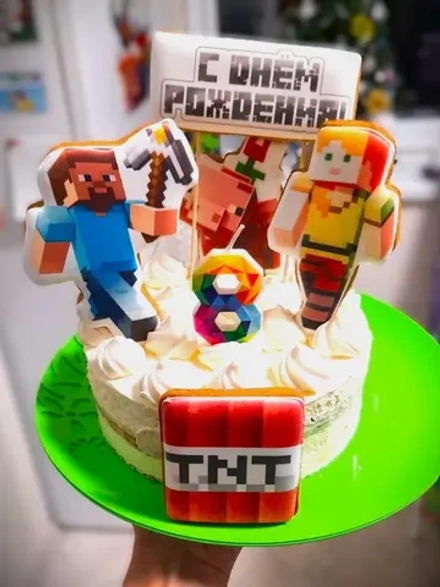 Имбирные пряники на торт Майнкрафт