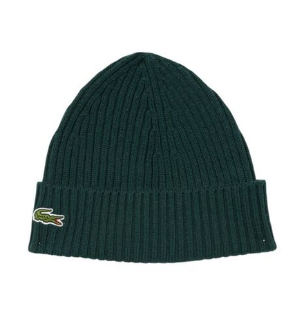 Шапка зимняя Lacoste Unisex Ribbed Wool Beanie - green