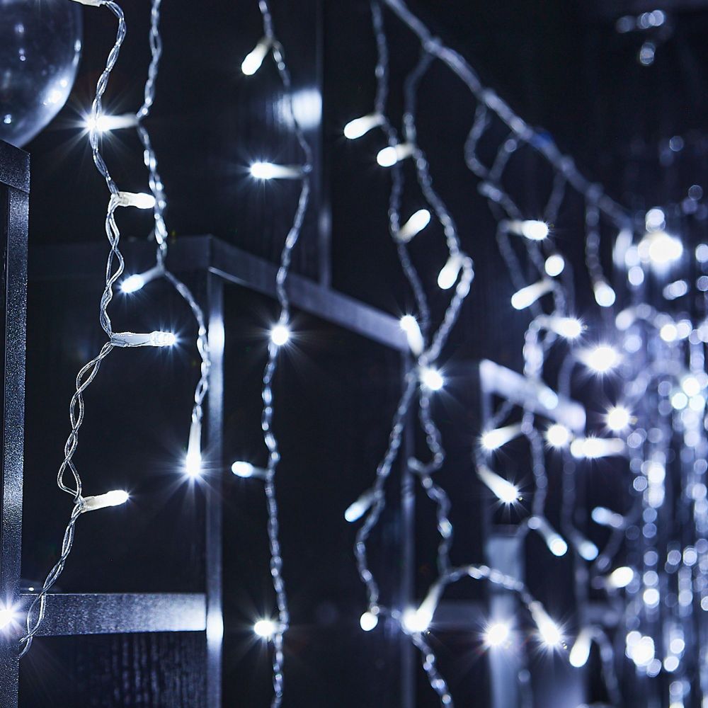 ULD-B25006-440-TTK WHITE IP44 Бахрома светодиодная с эффектом мерцания. 25м. Соединяемая. 440 светодиодов. Белый свет. Провод прозрачный. ТМ Uniel