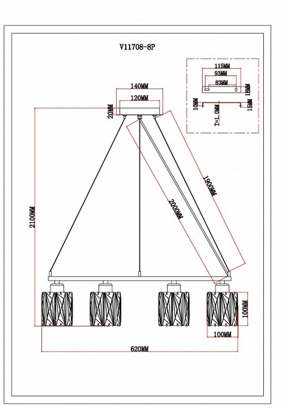 Подвесная люстра Moderli Prismique V11708-8P