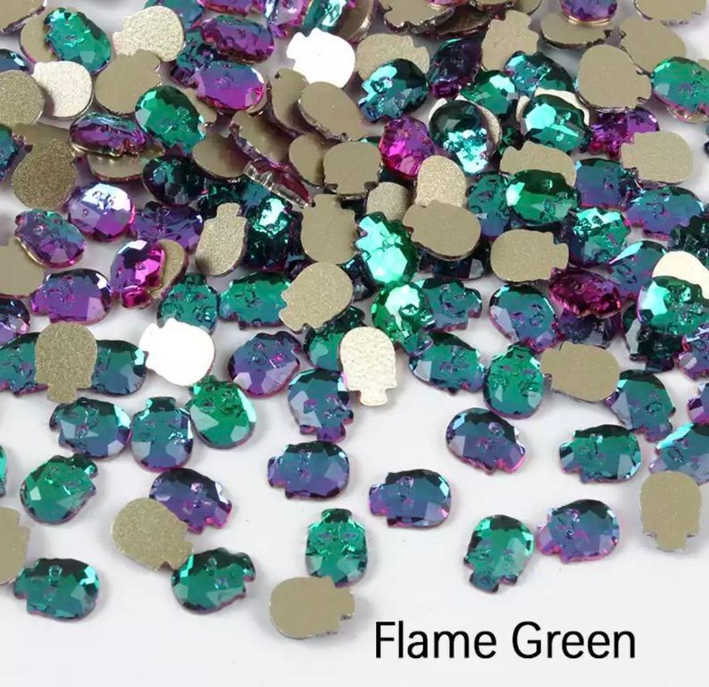 Череп для маникюра 6*8 мм Green Flame - 2 шт