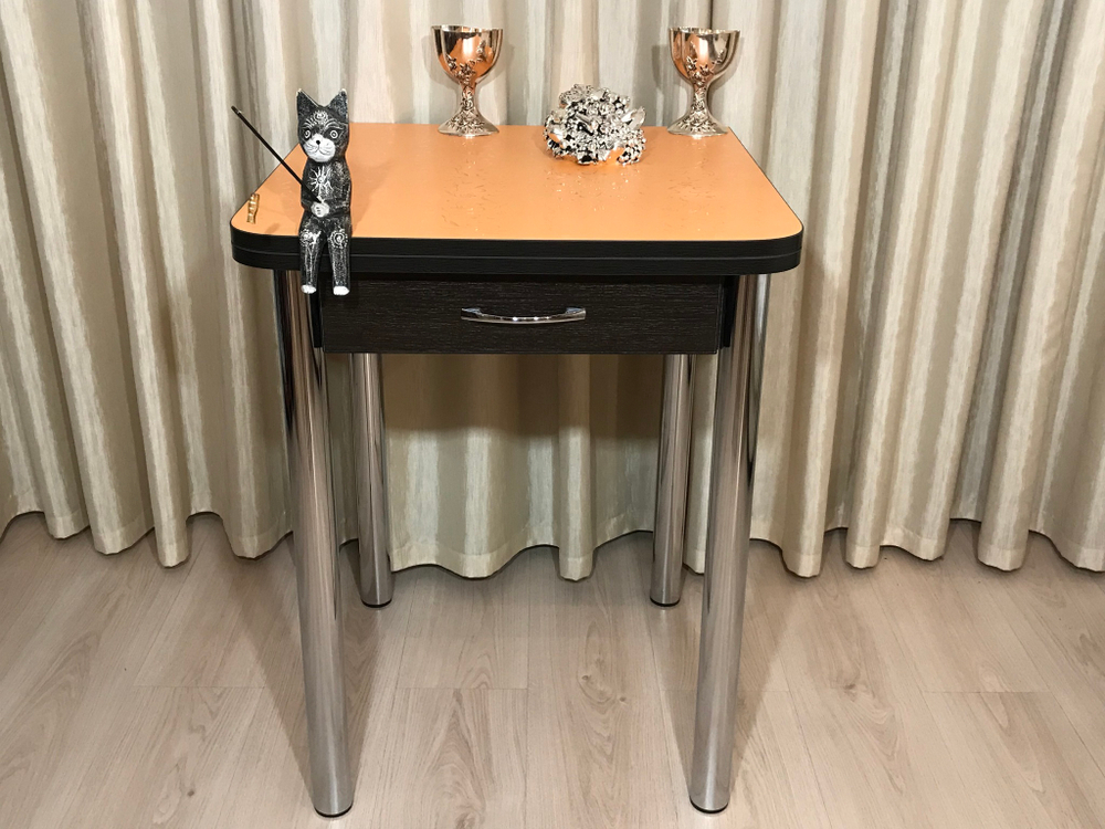Маленький раскладной кухонный стол с ящиком Orange flowers