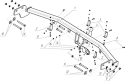 Фаркоп AvtoS HY 24 для Hyundai Santa Fe 2006-2012 (паспорт и сертификат в комплекте)(без электрики)