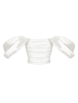 Блуза корсетного типа драпированная из тафты c объемными рукавами