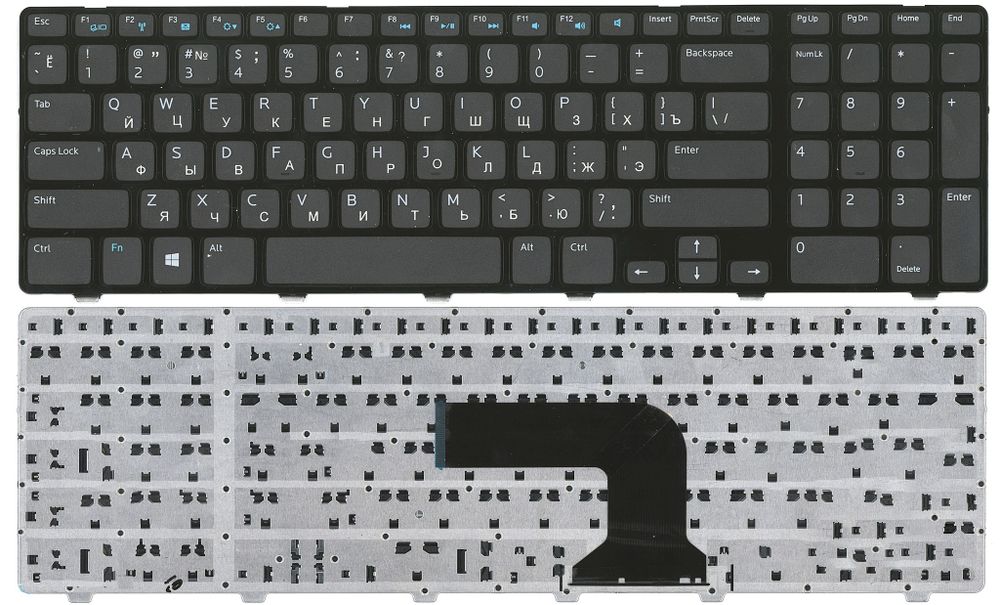 Клавиатура для ноутбука Dell Inspiron 17-3721, 5721, 5735, 5737 плоский Enter, БЕЗ РАМКИ