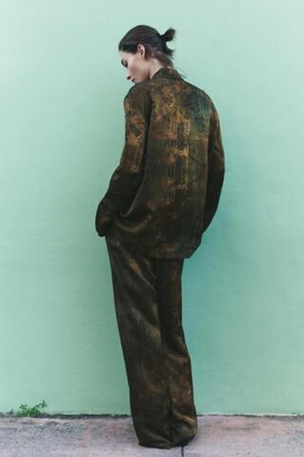 ZARA ЖАККАРДОВЫЕ БРЮКИ — ZW COLLECTION, РАЗНОЦВЕТНЫЙ