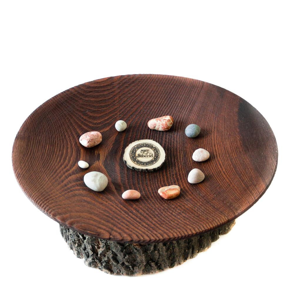 Тарелка-блюдо Art of Siberia из древесины сосны, текстурированная, 39 см. T22