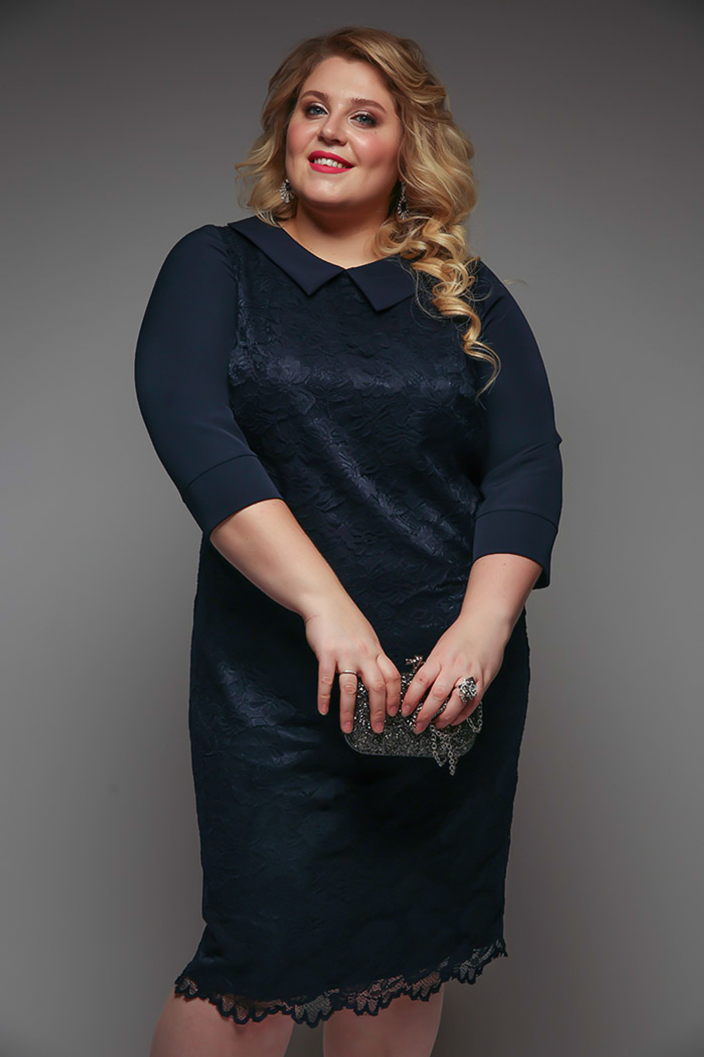 Платье Б224-3 54-64 2390 руб костюмная ткань и гипюр (4)