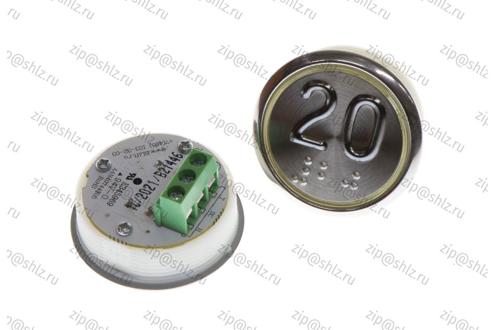 Кнопка (кнопочный модуль) EA2406S-D-R &quot;20 этаж&quot;, круглая, динамическая красная подсветка, Брайль