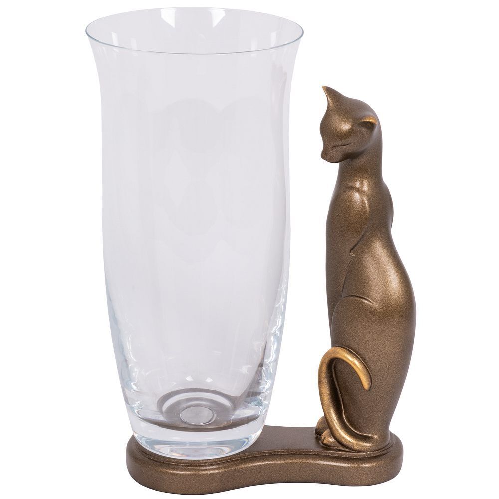 Ваза для цветов Кошка Шелби с чашей Аура Бронза