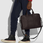 COACH Leather Shoulder Bag, Crossbody Bag, Laptop Bag, Briefcase Regular Men"s Dark Brown