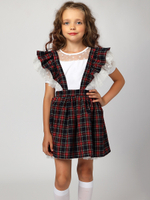 Сарафан с рюшами в красную клетку