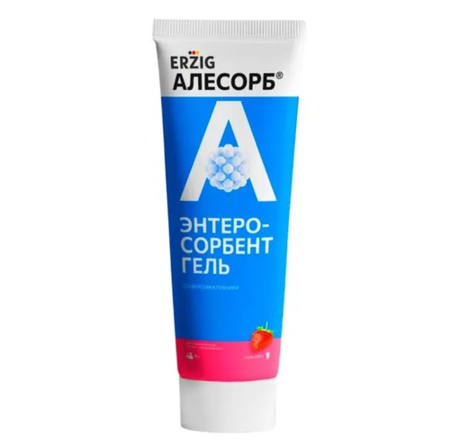 Энтеросорбент гель ERZIG «Алесорб» со вкусом клубники, 230 г (туба)