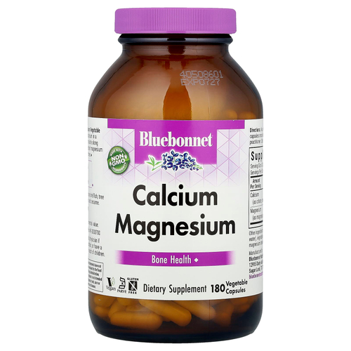Bluebonnet Nutrition, кальций и магний, 180 капсул