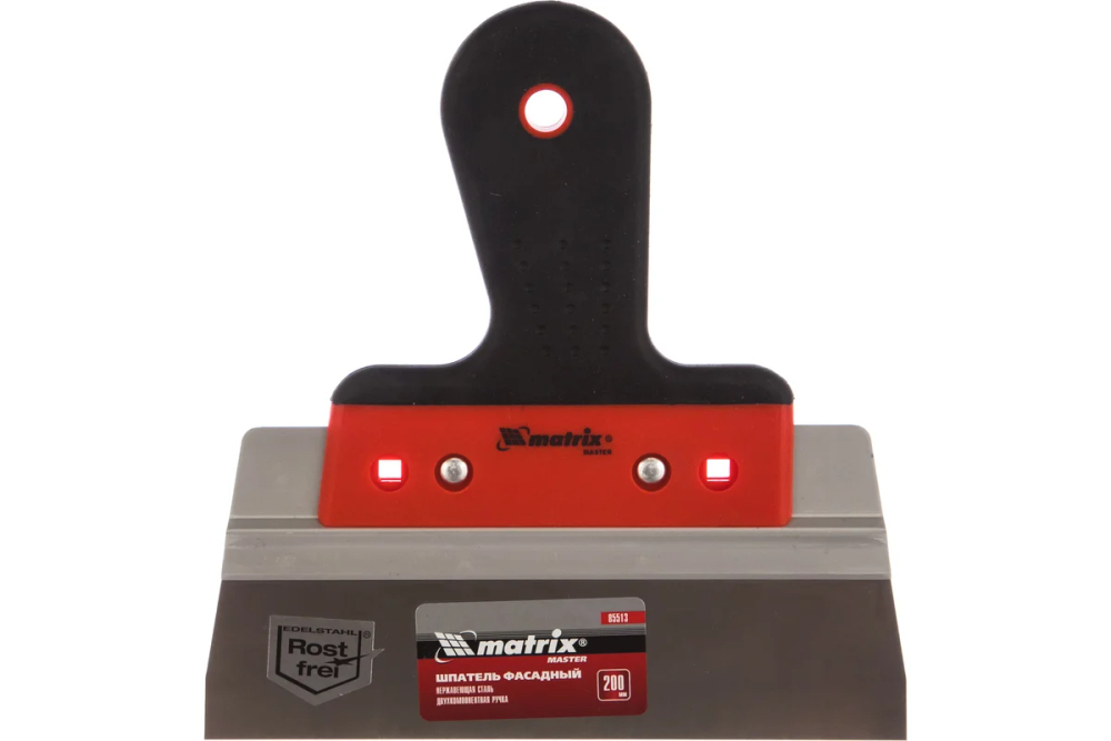 Шпатель фасадный из нержавеющей стали, 200 мм, узкое полотно, 2-комп. ручка// Matrix (Матрикс)