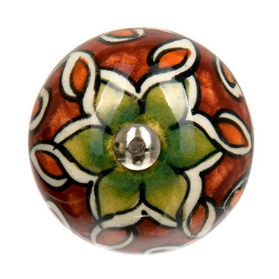 BLUMEN HAUS Ручка керамическая для мебели "Индийский узор" ручная роспись 66211