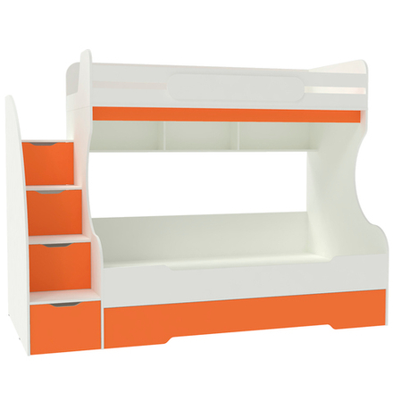 Трехъярусная кровать КарИВи БИГ Белый  Оранжевый