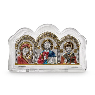 Спаситель, Казанская БМ, Николай Чудотворец, триптих, муранское стекло, эмаль 78х125