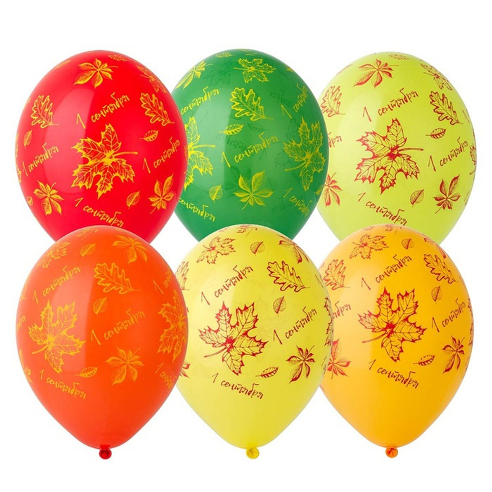 Воздушные шары 1 сентября Листья, с гелием #1103-2434-HL2
