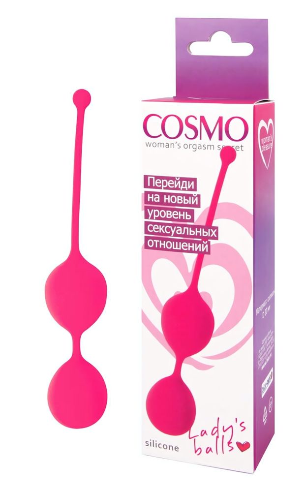 Вагинальные шарики Cosmo розовые неон 16 см
