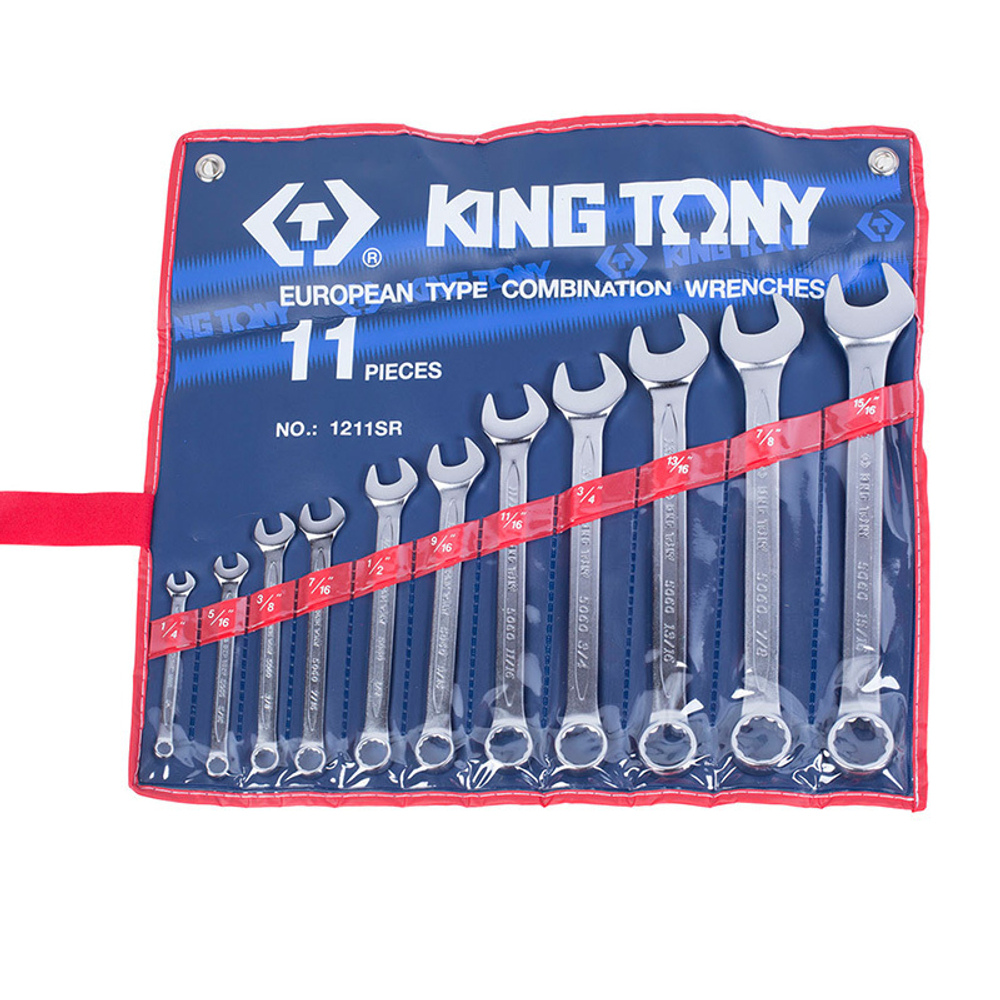 KING TONY (1211SR) Набор комбинированных ключей, 1/4"-15/16", 11 предметов