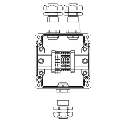 Взрывозащищенная клеммная коробка из полиэстера TBE-P-03-(2xCBC.2-2xCBC.2(i)-2xTEO.2)-2xKAEPM2MHK-20(A)-1xKAEPM2MHK-20(C)1Ex e IIC Т5 Gb / Ex tb IIIC T95°C Db IP66
