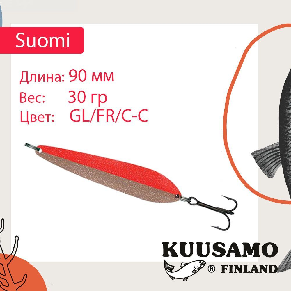 Блесна колебалка Kuusamo Suomi 80/25 GL/GR/FYe/R-C UV